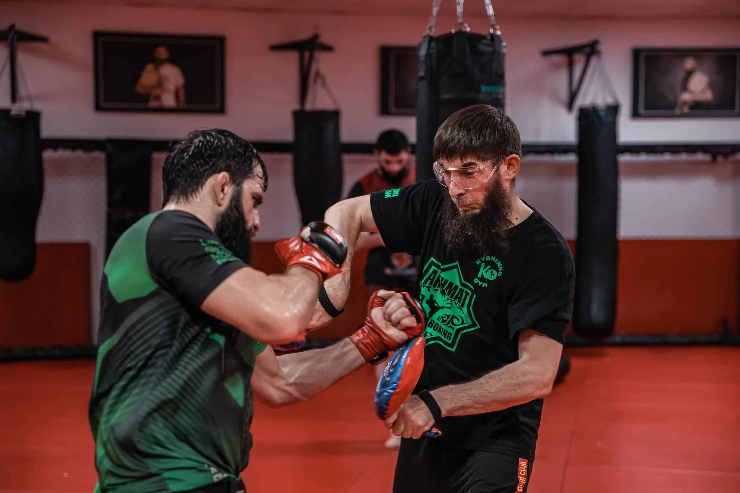 Striking sparring between two fighters of the club