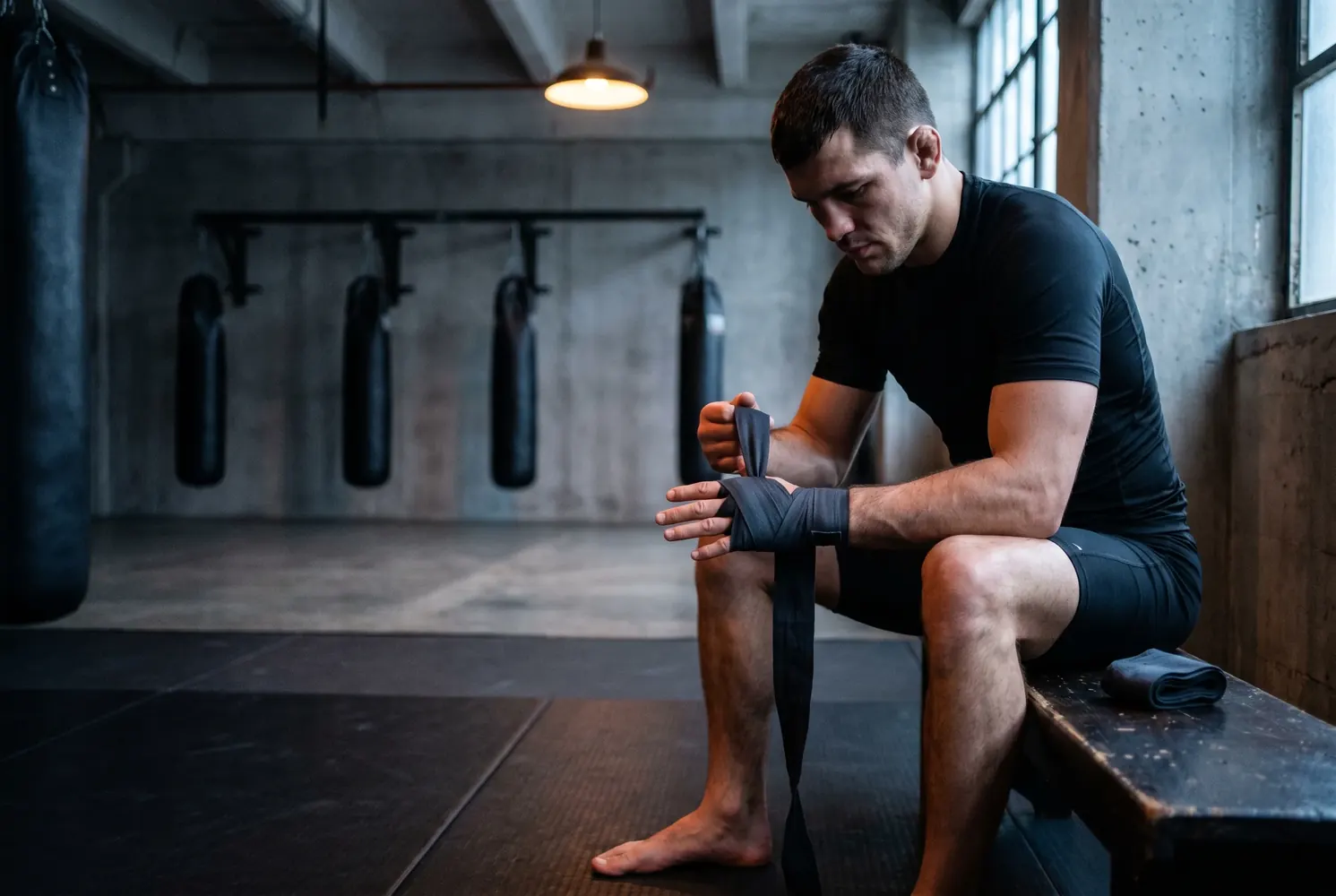 Hand wraps before training