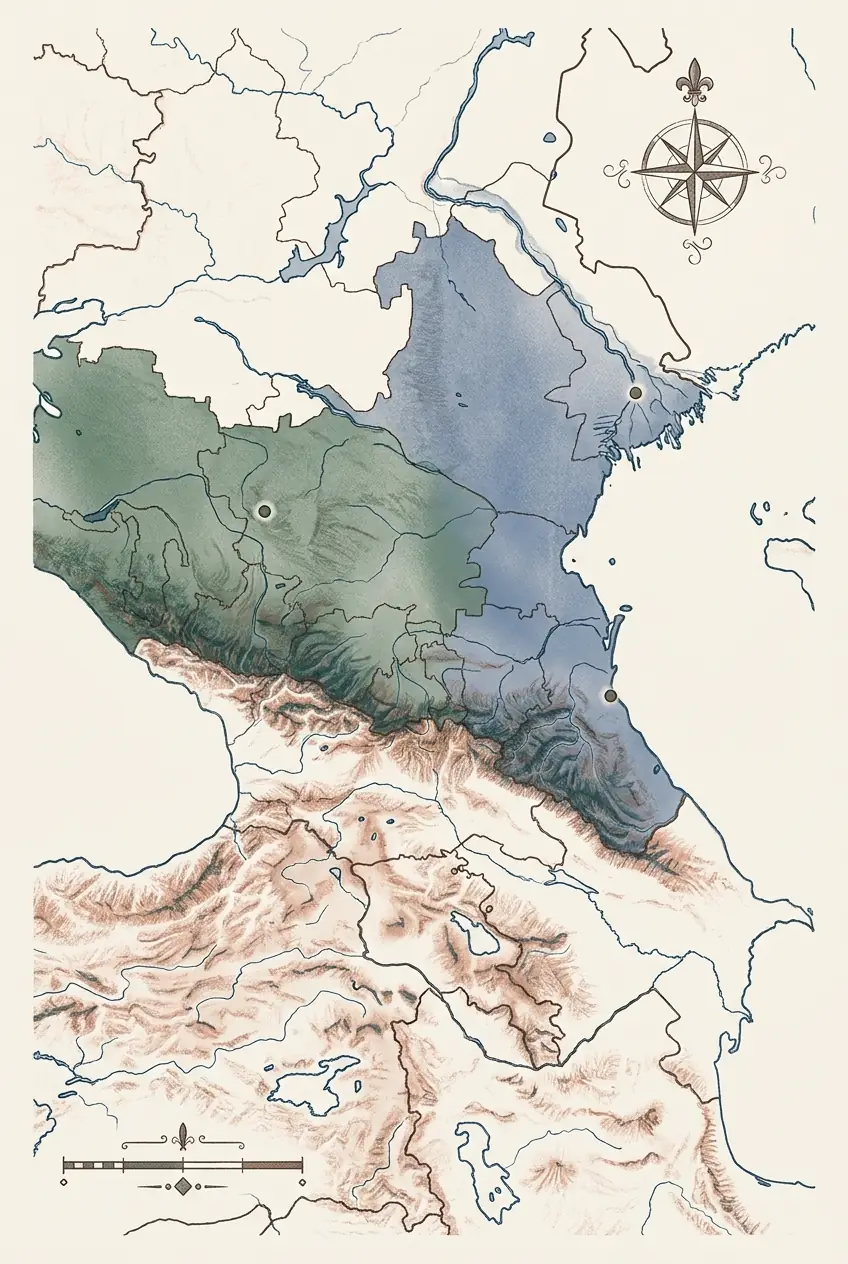 Carte du Caucase, Daghestan et Tchétchénie